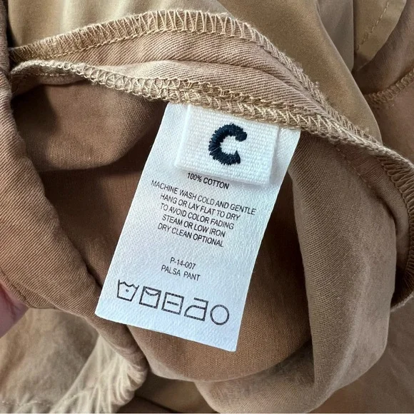 Roucha Palsa Wide Leg Cropped Trouser Pants in Tan Sz C / L